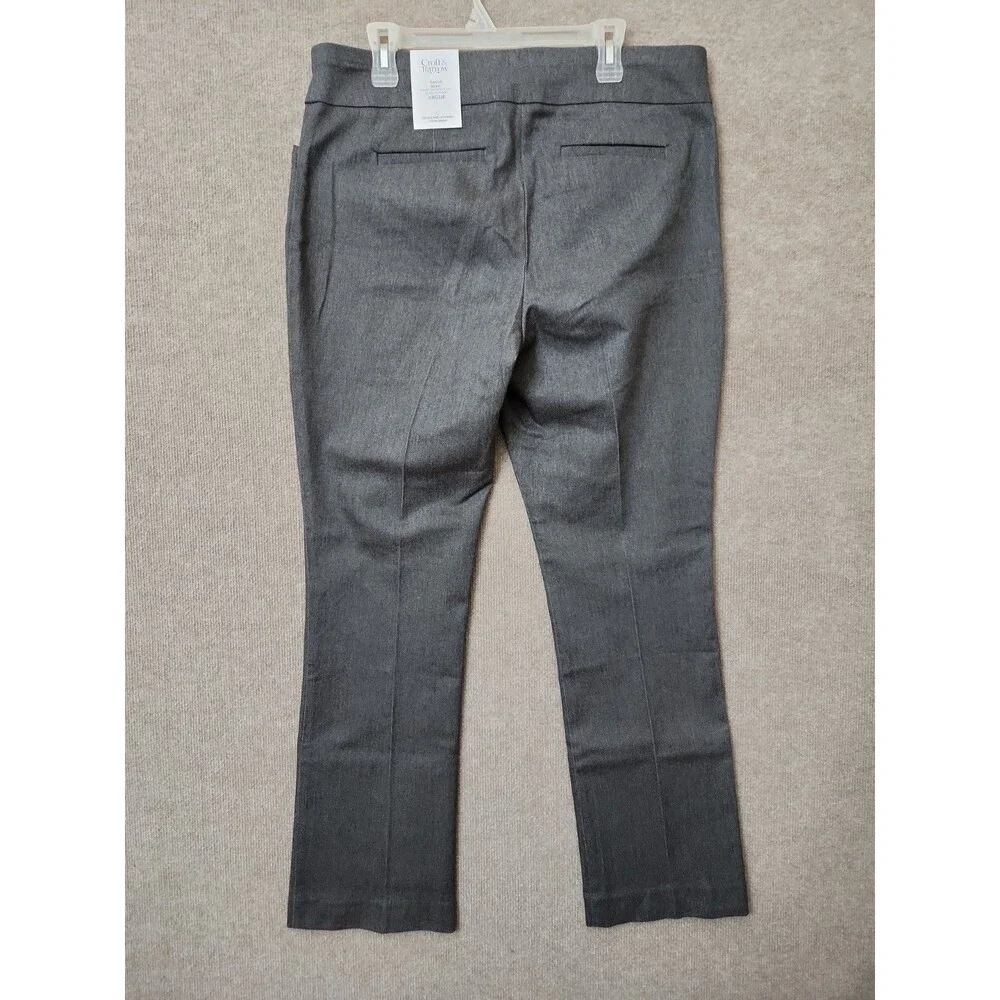 Croft Barrow Effortless Stretch Bootcut Pants Women 16 Gray Slimming Pull On NEW